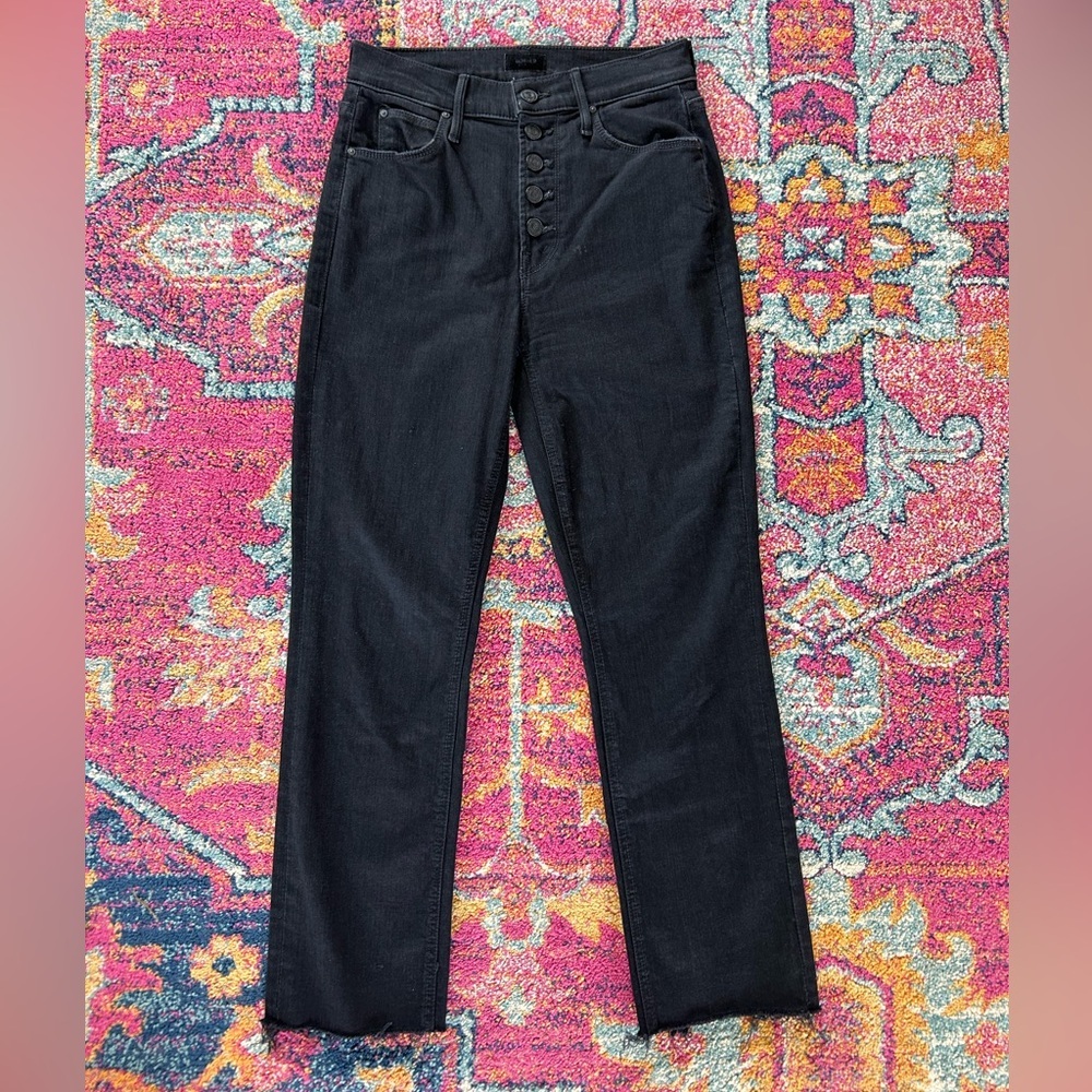 MOTHER | Women's Black The Pixie Dazzler Ankle Fray Jeans in not guilty, size 25 - Picture 4 of 16